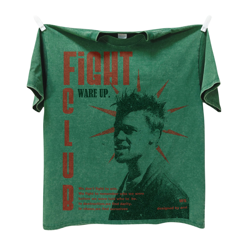 Real photo of the Wake Up Starburst Portrait Oversized Washed T-Shirt