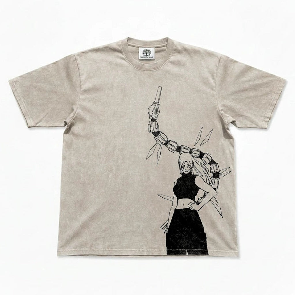 Yuki Tsukumo Cursed Tool Line Art Oversized Washed T-Shirt